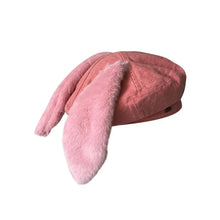 Load image into Gallery viewer, Cute bunny ear berets for women denim painter hat women&#39;s autumn winter ins student cartoon newsboy hat new style
