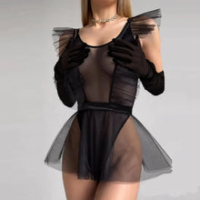 Load image into Gallery viewer, Summer New Fashion Sexy Mesh Bodysuit Poncho Gloves Three Piece Set
