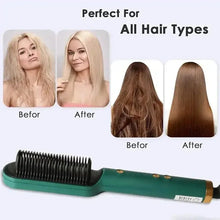 Load image into Gallery viewer, Multifunctional Hair Straightener Brush Negative Ion Hair Straightening Comb 2 In 1 Hair Curler Straightening Brush for Curly
