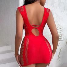 Load image into Gallery viewer, Sexy Women&#39;s Bodycone Mini Dress Solid Color Fishnet See Through Backless Clubwear Elastic Ladies Dresses
