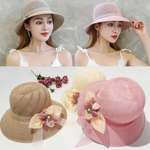 Load image into Gallery viewer, Summer Sun Protection Hat Ladies Panama Caps Women Straw Hat Sun Hats Wide Brim Beach Cap
