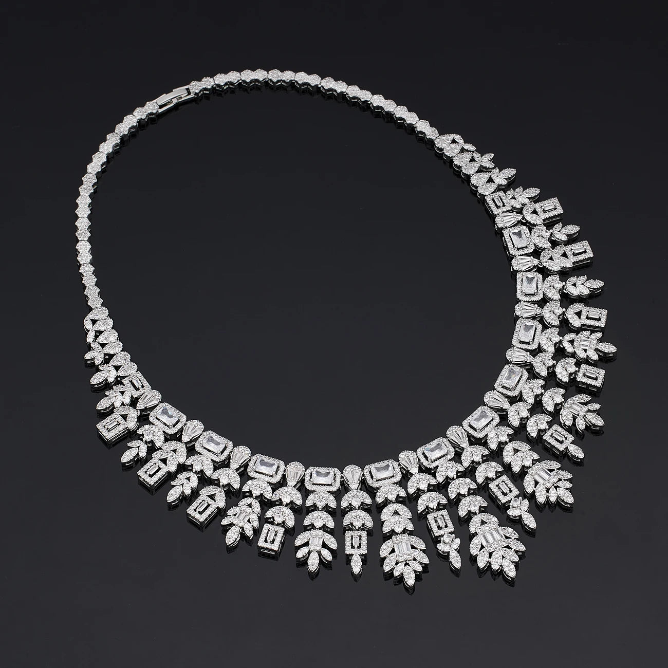 4pcs Bridal Zirconia Jewelry Sets For Women Party, Luxury Dubai Nigeria platinum plating CZ Crystal Wedding Jewelry Sets