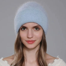 Load image into Gallery viewer, Hats For Women Fashion Twist Style Angora Rabbit Fur Beanie Winter Warm knitted Cashmere Hat Ladies Casual Skullies Cap
