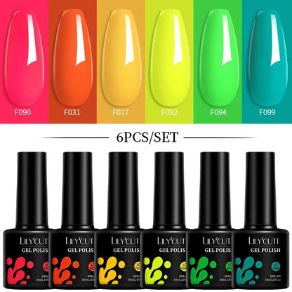 6Pcs/Set Macaron Color Gel Nail Polish Set Kit Spring 6 Colors UV LED Nail Art Gel Vernis Semi Permanent Base Top Coat - Shop & Buy