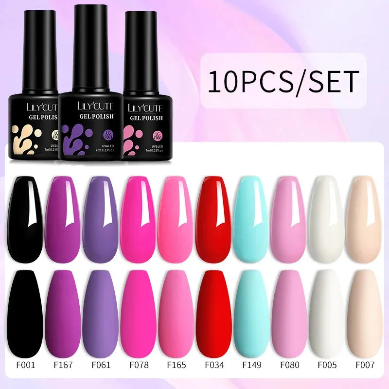 10PCS/Set Gel Nail Polish Brown Earth Coffee Color Series Gel Semi Permanent UV LED Gel Nail Art Soak Off Nail Gel Set - Shop & Buy