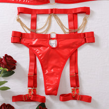 Load image into Gallery viewer, Nightclub Metal Chain Sexy Lingerie Sets Ladies Sensual Solid Hollow Out Leather Underwear
