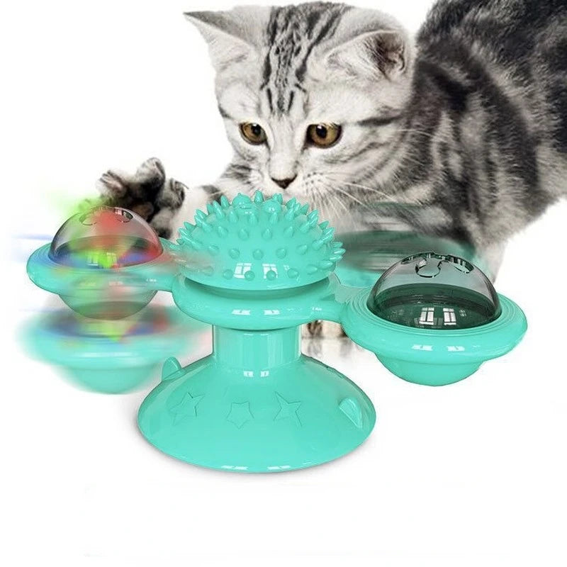 Cat Toy Interactive Pet Toys for Cats Puzzle Cat Game Toy With Whirligig Turntable for Kitten Brush Teeth Pet Supplies