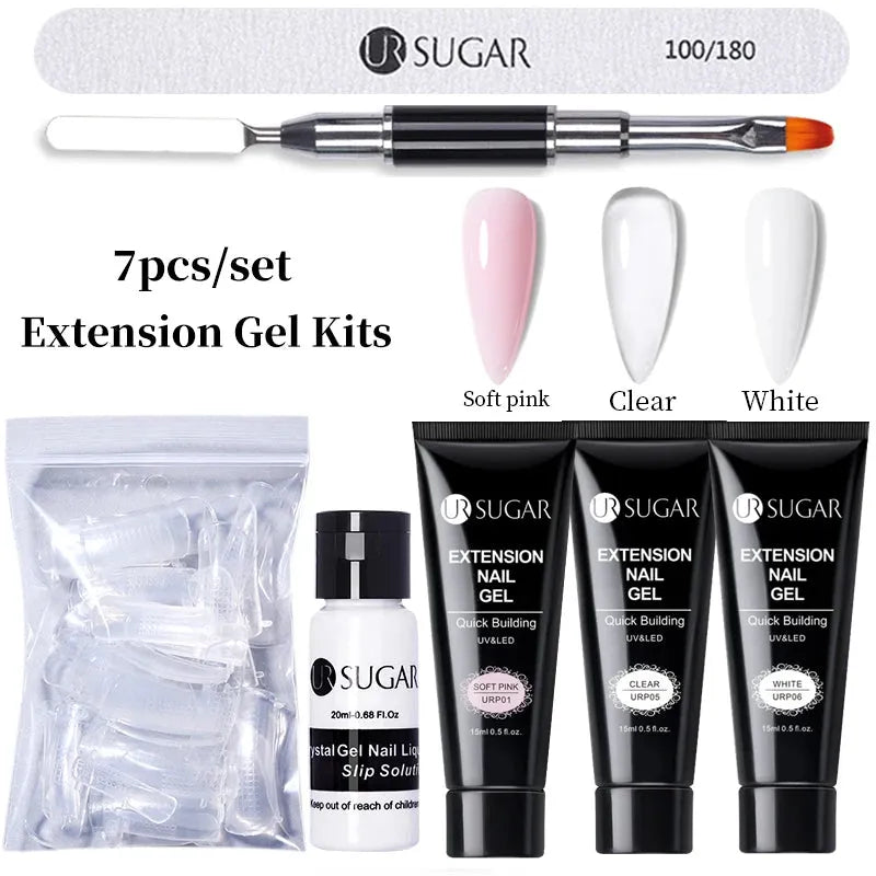 15ml Extension Gel Set Kits Semi Permanent Acrylic Hard Gel White Clear Nude Gel Nail Polish Nail Art Construction Gel - Shop & Buy