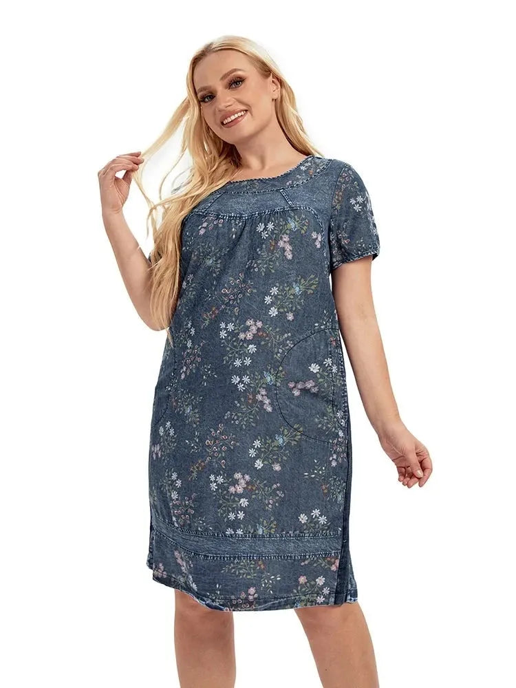 Women's Plus Size Denim Dress Autumn Chic Elegant Dresses For Chubby Women Woven Cotton  Dress - Shop & Buy