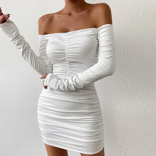 Load image into Gallery viewer, Sexy Ruffle Short Club Dress Ladies Autumn White Bodycon Dresses For Women Party Tight Mini Dress Clubwear
