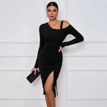 Load image into Gallery viewer, Sexy Solid Short Club Dress Ladies Autumn Winter Long Sleeve Bodycon Dress Women Evening Party Tight Dresses
