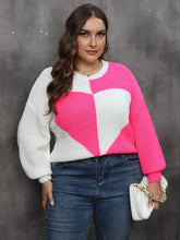 Load image into Gallery viewer, Sexy Patchwork Plus Size Sweater Women Heart O-Neck Large Pullover Lady Loose Oversize Jumper Big Jerseys Curvy Knitwear
