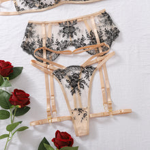 Load image into Gallery viewer, Sexy Lingеrie Set Floral Attractive Chest Suspenders Bra Set Champagne Brazilian Underwear Fancy Hot Intimate
