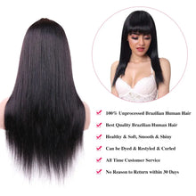 Load image into Gallery viewer, Straight Human Hair Wigs With Bangs For Women 10A Remy Virgin Hair None Lace Wig Glueless Indian  Full Machine Made Wigs
