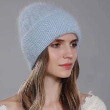 Load image into Gallery viewer, Hats For Women Fashion Twist Style Angora Rabbit Fur Beanie Winter Warm knitted Cashmere Hat Ladies Casual Skullies Cap
