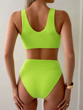 Load image into Gallery viewer, Fluorescent Green Two Piece Women&#39;s Swimsuit High Waist Sexy V-neck Bowknot Bikini Set
