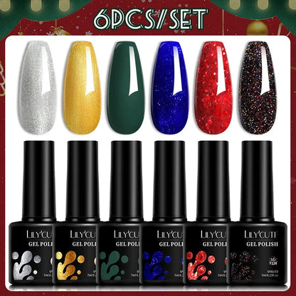 6PCs/Set Thermal Gel Nail Polish Set Winter Temperature Changing Gel Nail Set Semi Permanent Soak Off Nail Art Kit - Shop & Buy