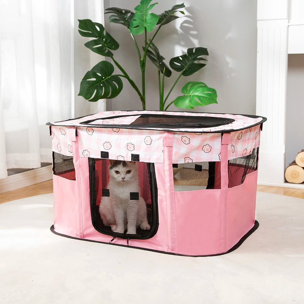 Cat Delivery Room with Foldable Design, Provides a Safe Space for Mama Cats and Their Kittens Multifunctional Pet Tent