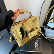 Load image into Gallery viewer, New Metal High Gloss Mirror Motorcycle Style Handheld Box Bag Makeup Bag Fashion Versatile Women&#39;s One Shoulder Crossbody Bag
