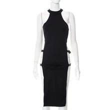 Load image into Gallery viewer, Long Skirt Hot Girl Off Shoulder Solid Cut Out Dress Sexy Sleeveless Crew Neck Split Thigh Bodycon Dress
