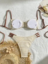 Load image into Gallery viewer, Solid Color Two Piece U-neck Swimsuit Set High Wait Bandage Suspender Backless Bikini Set
