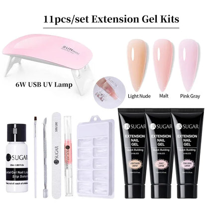 15ml Extension Gel Set Kits Semi Permanent Acrylic Hard Gel White Clear Nude Gel Nail Polish Nail Art Construction Gel - Shop & Buy