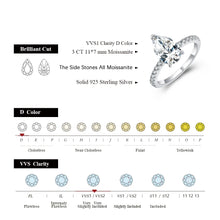 Load image into Gallery viewer, New D Color Moissanite Ring Pear Cut 3.0ct 925 Sterling Silver Pure 18K 14K 10K Gold Au585 Ring
