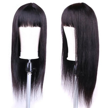 Load image into Gallery viewer, Straight Human Hair Wigs With Bangs For Women 10A Remy Virgin Hair None Lace Wig Glueless Indian  Full Machine Made Wigs
