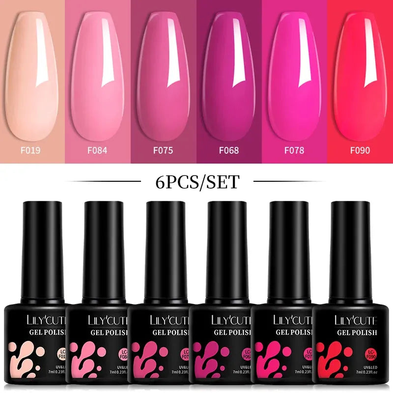 6Pcs/Set Macaron Color Gel Nail Polish Set Kit Spring 6 Colors UV LED Nail Art Gel Vernis Semi Permanent Base Top Coat - Shop & Buy