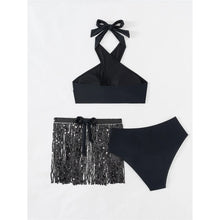 Load image into Gallery viewer, Sequin Fringed Skirt Halter Bikini Women Swimwear Female Swimsuit Three-pieces Bikini set Bather Bathing Suit
