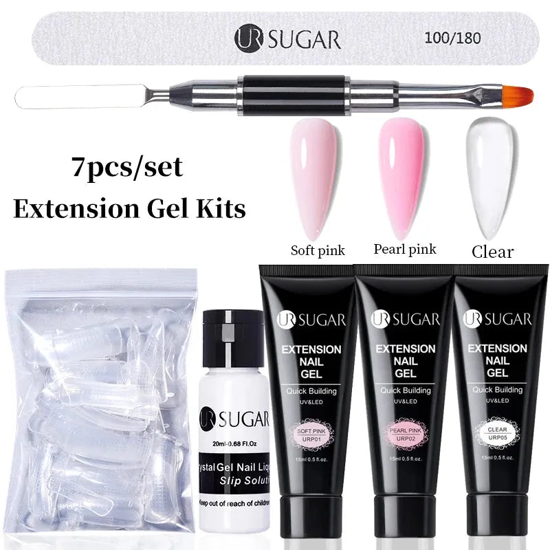 15ml Extension Gel Set Kits Semi Permanent Acrylic Hard Gel White Clear Nude Gel Nail Polish Nail Art Construction Gel - Shop & Buy