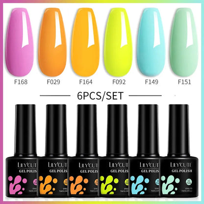 6Pcs/Set Gel Nail Polish Set 7ML Autumn Winter Coffee Color Series Semi Permanent UV Gel Chocolate Nail Art Gel Kit - Shop & Buy