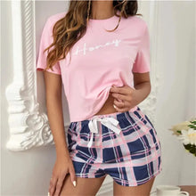 Load image into Gallery viewer, Women&#39;s Pajamas Lingerie Set Ladies Girls Letter Print Round Neck Sleepwear Shorts Loungewear
