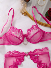 Load image into Gallery viewer, Sexy Lingеrie Set Love Embroidery Transparent Seductive Ensemble Lingeries Femmes Push Up Brazilian g-String Underwear
