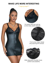 Load image into Gallery viewer, Hot Underwear Black Baby doll Lace Zipper Erotic Lenceria Sexy Plus Size Lingeries Nightgown Women Fancy Faux Leather Mini Dress
