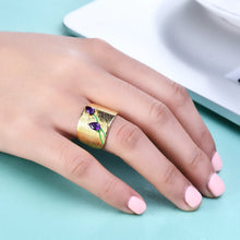 Load image into Gallery viewer, Original Handmade Real 925 Sterling Silver Statement Ring Jewelry Gift Natural Gemstone Amethyst Design Plate Tulip
