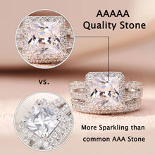 Load image into Gallery viewer, Vintage Wedding Rings for Women Solid 925 Sterling Silver 4Ct Princess Cut 5A Cubic Zircon 2Pcs Bridal Set Fine Jewelry
