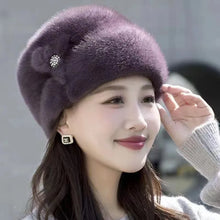 Load image into Gallery viewer, New Mom Style Hat Women&#39;s Winter Artificial Mink Hair Top Hat Fashion Leather Warm Hat
