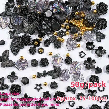 500-600pcs Bow Flower Nail Art Resin Decorations Mix Shapes Nail Charms Press on Manicure Supplies - Shop & Buy