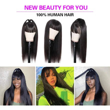 Load image into Gallery viewer, Straight Human Hair Wigs With Bangs For Women 10A Remy Virgin Hair None Lace Wig Glueless Indian  Full Machine Made Wigs
