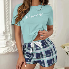 Load image into Gallery viewer, Women&#39;s Pajamas Lingerie Set Ladies Girls Letter Print Round Neck Sleepwear Shorts Loungewear
