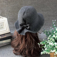 Load image into Gallery viewer, Autumn Winter Fedoras Women Hat Elegant Vintage Bowknot Wool Ladies Hat Dome Felt Wedding Church Jazz Cap
