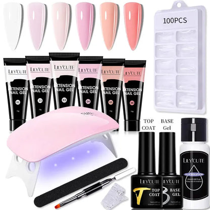 15ml Nail Extension Gel Set With 36W LED Lamp Tool Full Manicure Kit Finger Quick Extend Construction Hard Gel Varnish - Shop & Buy