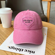 Load image into Gallery viewer, Vintag Washed Cotton Baseball Cap  Pink Love Heart Letter Parent Kids Sun Hats For Boy Girl Spring Summer Snapback Baby Hat
