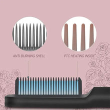 Load image into Gallery viewer, New Hair Straightener Quick Heated Electric Hot Comb Hair Straightener Professional Mini Negative Ion Hair Care Hairstyle Brush
