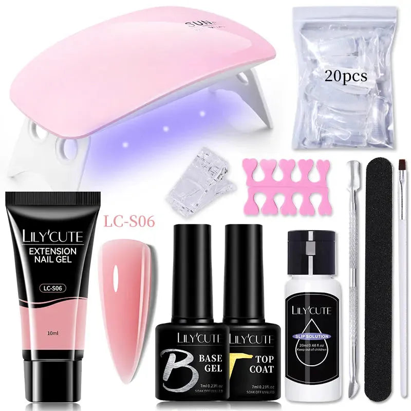 10ML Extension Nail Gel Set Manicure Set With 6W UV Lamp Finger Extend Mold Nail Kit Nail Art Quick Extension Tool Kit - Shop & Buy