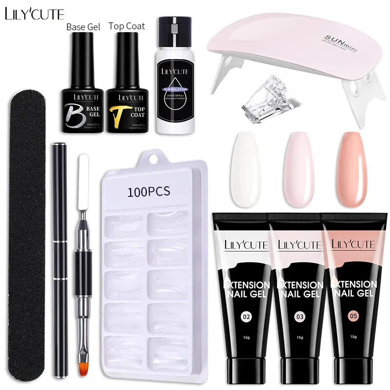 15ml Nail Extension Gel Set With 36W LED Lamp Tool Full Manicure Kit Finger Quick Extend Construction Hard Gel Varnish - Shop & Buy