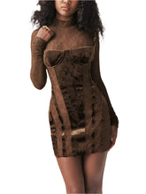 Load image into Gallery viewer, Lace Print Women Dress Patchwork See Through Skinny Sexy Slim Coquette Mini Bodycon
