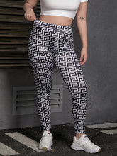 Load image into Gallery viewer, Plus Size Women&#39;s Retro Geometric Print Knit Leggings with Back Zipper Design Mid Waist Stretchy
