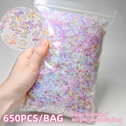 500-600pcs Bow Flower Nail Art Resin Decorations Mix Shapes Nail Charms Press on Manicure Supplies - Shop & Buy